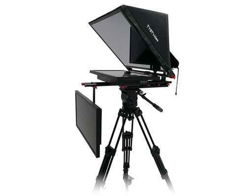 Equipaggiamento di studio di trasmissione TV a doppio schermo da 24 pollici con caster di prompter e telecomando wireless