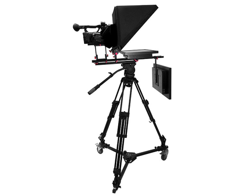 Equipaggiamento di studio di trasmissione TV a doppio schermo da 24 pollici con caster di prompter e telecomando wireless