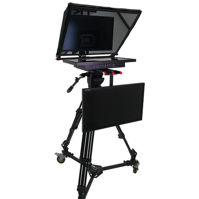 TS-T110/22D Teleprompter a doppio schermo con software di studio e treppiede caster in camera