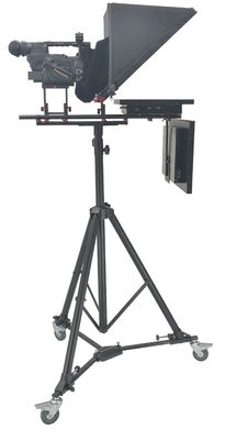 Teleprompter a doppio grande schermo per la sala studio News Broadcasting Campus TV Station Nero