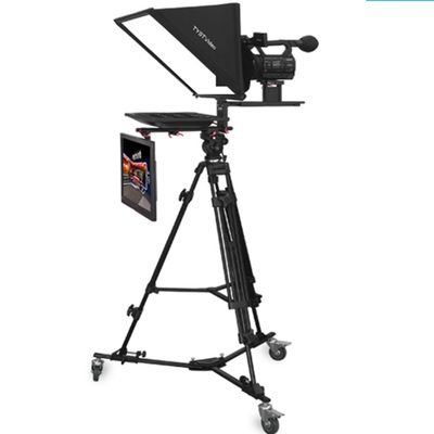 TS-T110/22D Studio Teleprompter 22 pollici Dual Screen Caster PTZ Tripod Tempered Glass